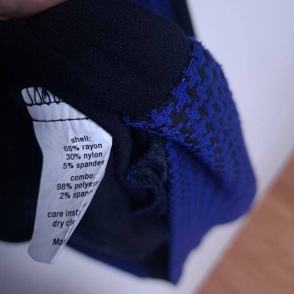 Anthropologie Hutch 1X Knit Sheath Sleeveless Dress Blue Black Houndstooth - Picture 7 of 7